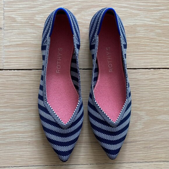 Rothy's Shoes - NEW Rothy’s The Point Riviera Stripe Navy and White, Size 7.5